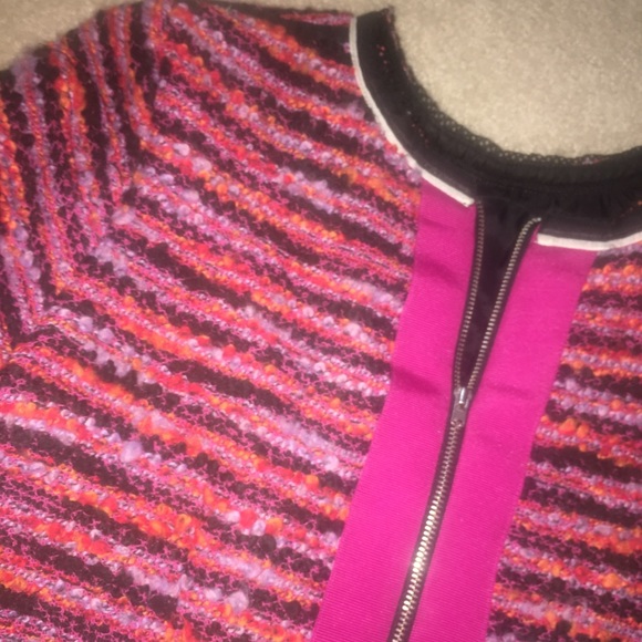 SALE💥ASOS Horizontal Stripe Tweed Zip-Front Dress - Picture 4 of 7